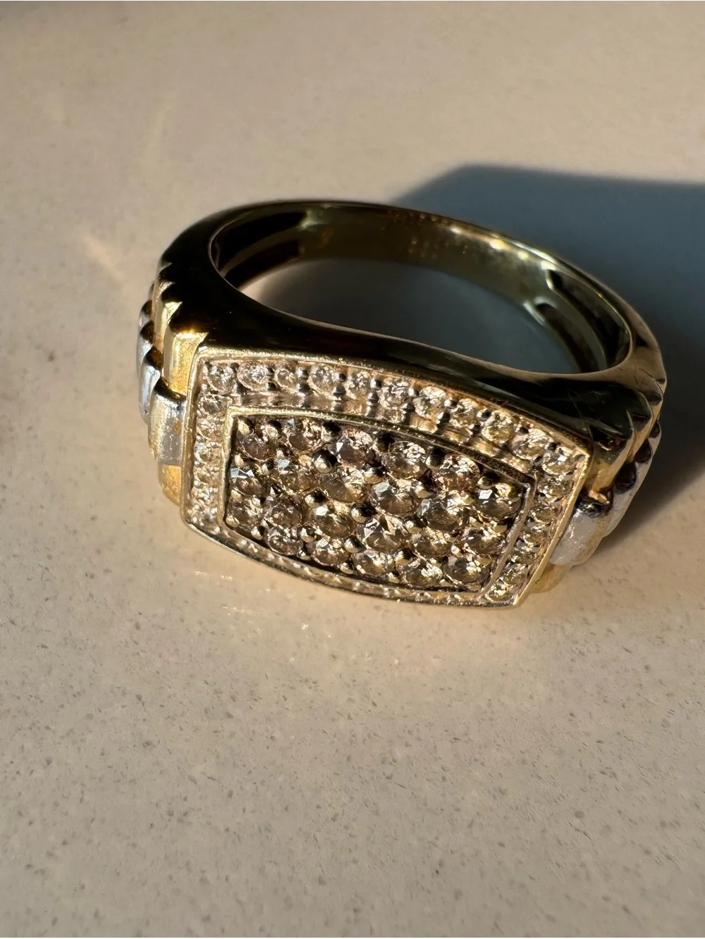 Zales Men's 1 CTW Natural Diamond Ring 1OK Yellow Gold Brown White Sz 11.75